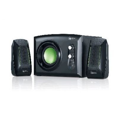 GX SW-G2.1 1200 - Subwoofer System 30W, headphone jack and line-in jack, black with green highlights + подарък тениска GX 3